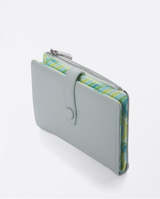 Small wallet with card holder and coin purse. Plai Green