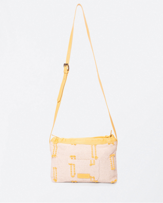 Small shoulder bag with ruffle. Yellow