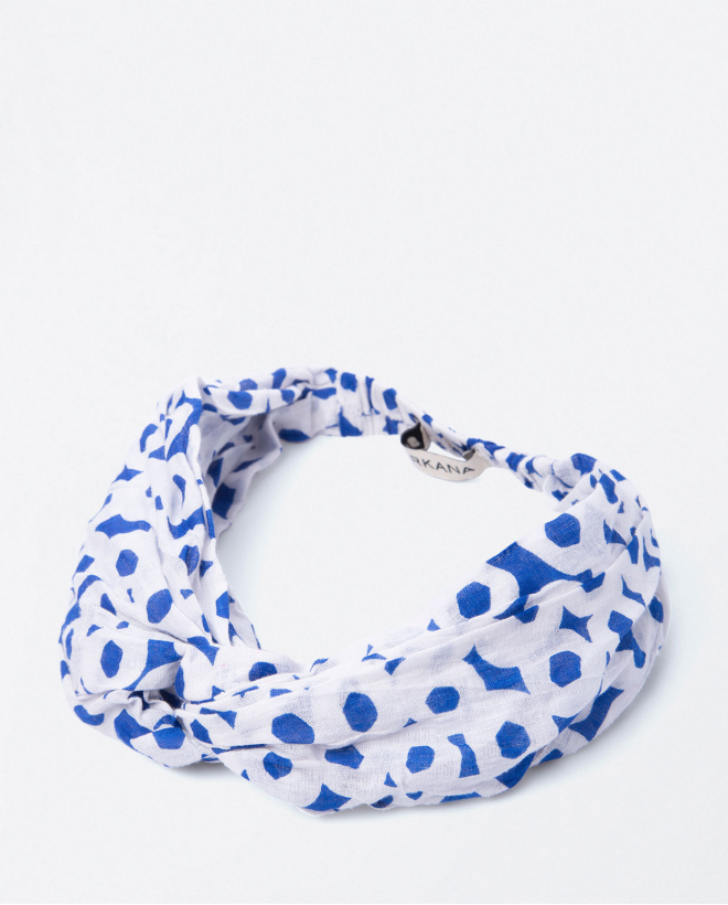 Printed wide headband Blue