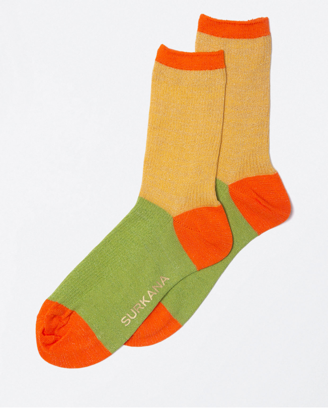 Set of 5 colour lurex sock shorts Yellow