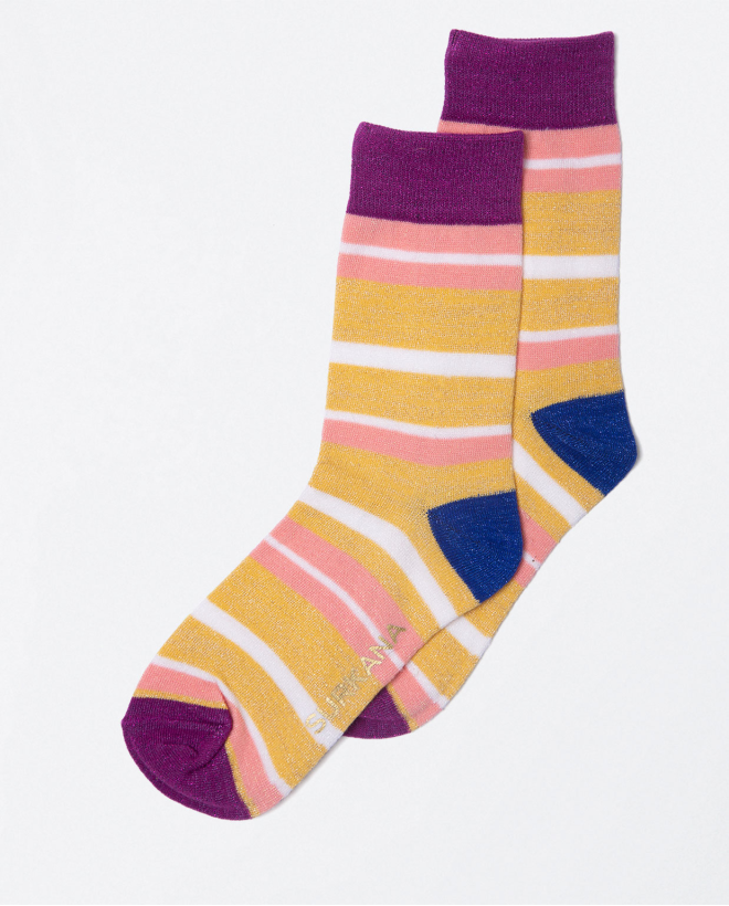 Set of 5 colour lurex sock shorts Fuchsia
