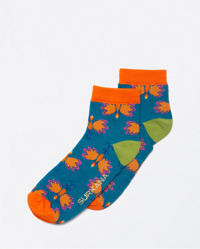 Set of 5 colour printed ankle socks Tile