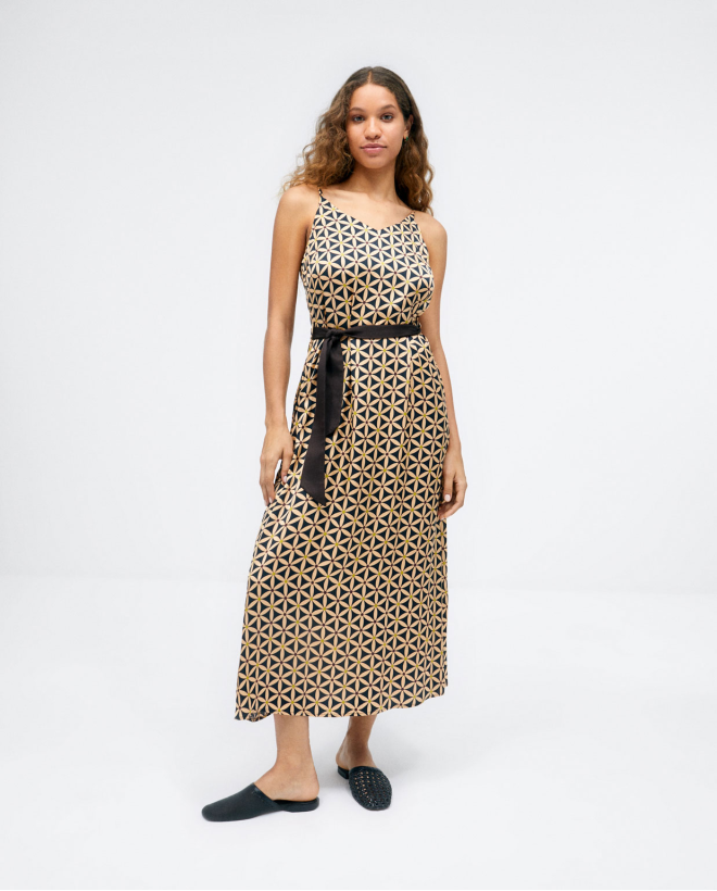 Midi dress with straps and...