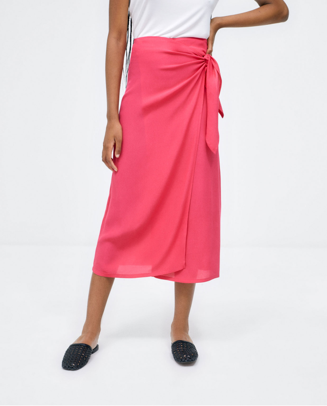 Pareo skirt with side knot. Plain e Fuchsia
