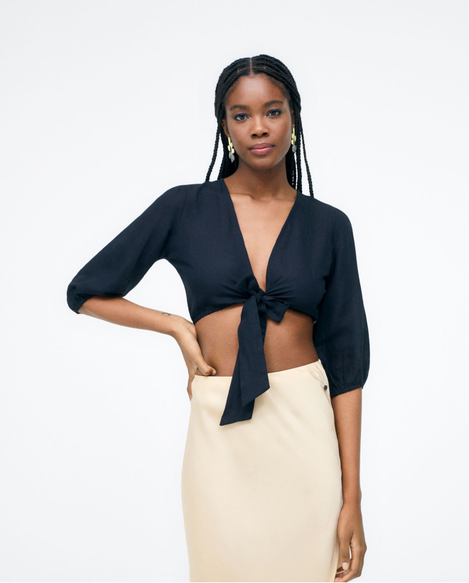 3 4 sleeve bolero knotted...