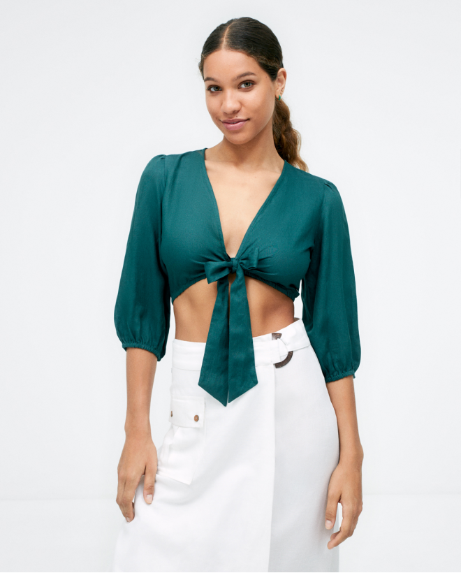3 4 sleeve bolero knotted...